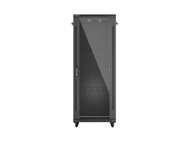 LANBERG 19" VOĽNE STOJÚCA RACKOVÁ SKRIŇA 32U/ 600X600 (FLAT PACK) S PRESKLENÝMI DVERAMI ČIERNA 
