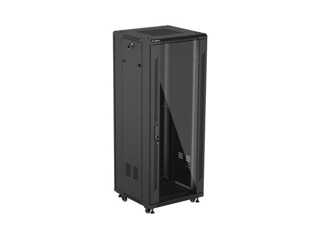 LANBERG 19" VOĽNE STOJÚCA RACKOVÁ SKRIŇA 32U/ 600X600 (FLAT PACK) S PRESKLENÝMI DVERAMI ČIERNA 