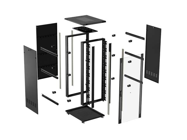 LANBERG 19" VOĽNE STOJÚCA RACKOVÁ SKRIŇA 42U/ 800X1000 (FLAT PACK) S PRESKLENÝMI DVERAMI ČIERNA 