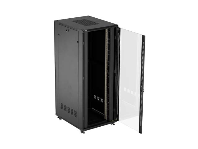 LANBERG 19" VOĽNE STOJÚCA RACKOVÁ SKRIŇA 42U/ 800X1000 (FLAT PACK) S PRESKLENÝMI DVERAMI ČIERNA 