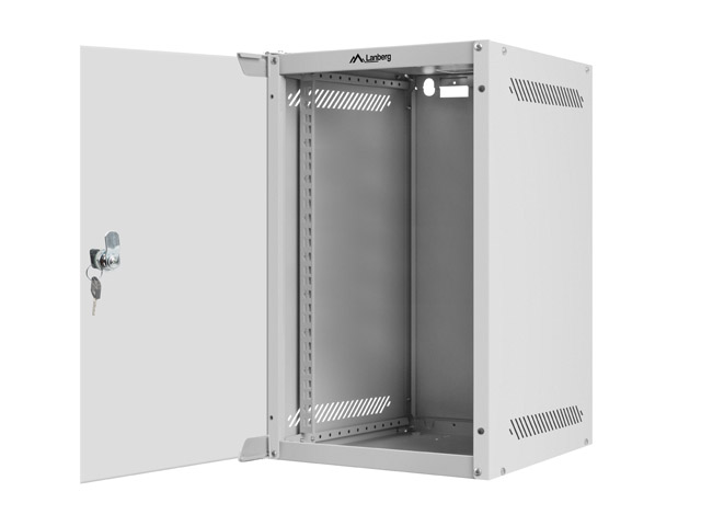 LANBERG RACKOVÁ SKRIŇA 10" NÁSTENNÁ 9U/ 280X310 (FLAT PACK) S PRESKLENÝMI DVERAMI ŠEDÁ 