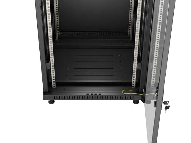 LANBERG 19" VOĽNE STOJÚCA RACKOVÁ SKRIŇA 32U/ 600X600 (FLAT PACK) S PRESKLENÝMI DVERAMI ČIERNA 