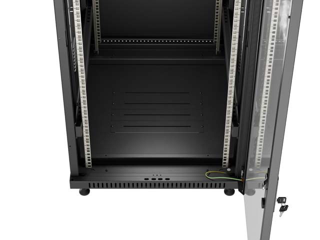 LANBERG 19" VOĽNE STOJÚCA RACKOVÁ SKRIŇA 42U/ 600X800 (FLAT PACK) S PRESKLENÝMI DVERAMI ČIERNA 