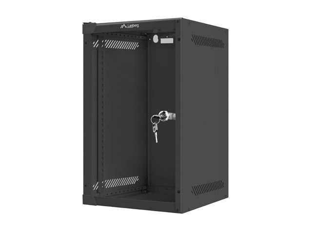 LANBERG RACKOVÁ SKRIŇA 10" PRO MONTÁŽ NA STENU 9U/ 280X310 (FLAT PACK) S PROSKLENÝMI DVERAMI ČIERNA 