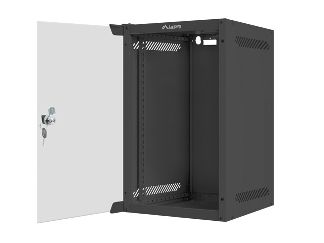 LANBERG RACKOVÁ SKRIŇA 10" PRO MONTÁŽ NA STENU 9U/ 280X310 (FLAT PACK) S PROSKLENÝMI DVERAMI ČIERNA 