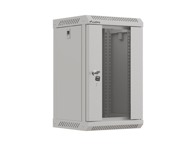 LANBERG RACKOVÁ SKRIŇA 10" NÁSTENNÁ 9U/ 300X300 (FLAT PACK) S PRESKLENÝMI DVERAMI ŠEDÁ 