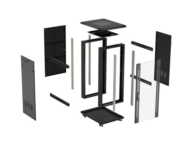 LANBERG INŠTALAČNÝ RACK 19" 15U 600X800 ČIERNE SKLENENÉ DVERE (PLOCHÉ BALENIE) 