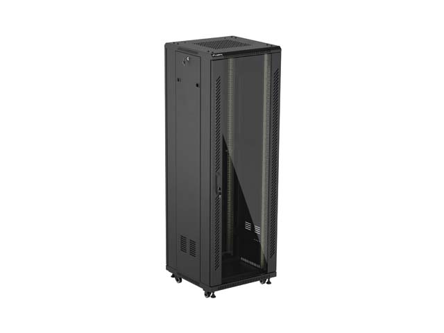LANBERG 19" VOĽNE STOJÚCA RACKOVÁ SKRIŇA 37U/ 600X600 (FLAT PACK) S PRESKLENÝMI DVERAMI ČIERNA 