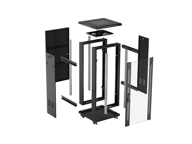 LANBERG INŠTALAČNÝ SKRIŇOVÝ ROZVADEČ 19" 22U 600X600 ČIERNE SKLENENÉ DVERE (PLOCHÉ BALENIE) 