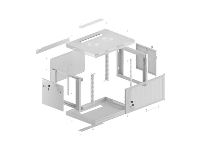 LANBERG NÁSTENNÁ INŠTALAČNÁ SKRIŇA 19" 6U 600X600 ŠEDÉ PERFOROVANÉ DVERE (PLOCHÉ BALENIE) 