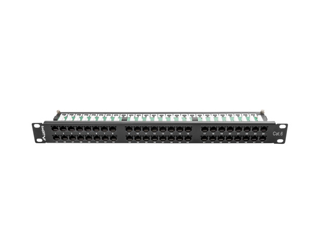 LANBERG PATCH PANEL 48 PORTOV 1U 19" CAT.6 UTP ČIERNY 