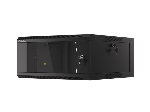 LANBERG RACKOVÁ SKRIŇA 19" NÁSTENNÁ 4U 600 RÝCHLA MONTÁŽ (PLOCHÉ BALENIE) ČIERNA 