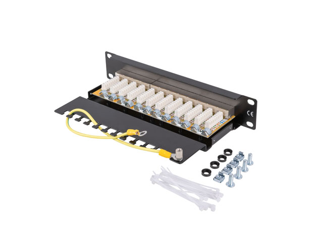 LANBERG PATCH PANEL 12PORT 1U 10" CAT.6 FTP TIENE ČIERNY 