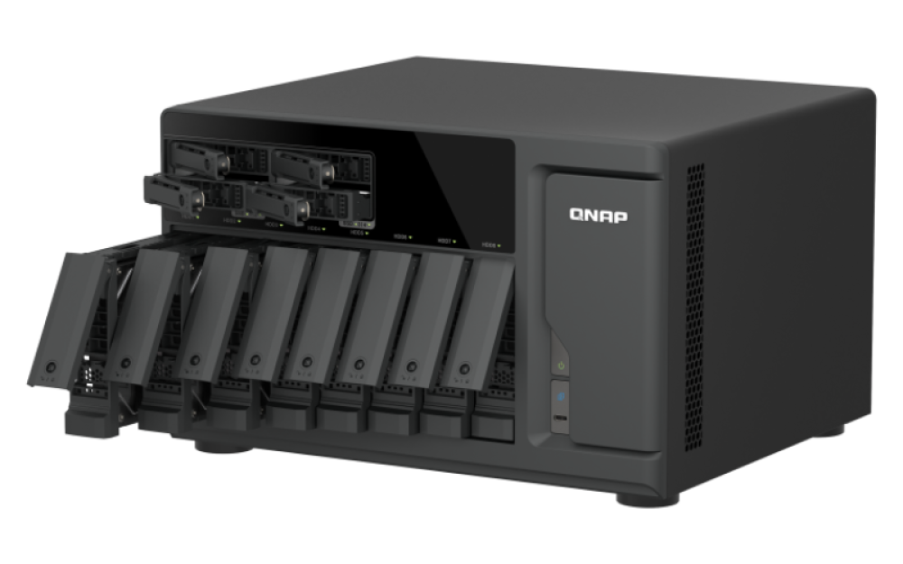 QNAP TVS-h1277AX-R5-16G (AMD Ryzen 5, 16GB DDR5 RAM, 8x 3, 5" + 4x 2, 5", 3x PCIe, 2x 2, 5GbE, 2x 10GbE) 