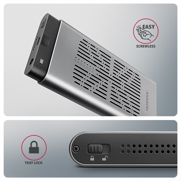 AXAGON EEM2-20GD, USB-C 20Gbps externý box pre dvoch M.2 NVMe SSD s funkciou klonovania 