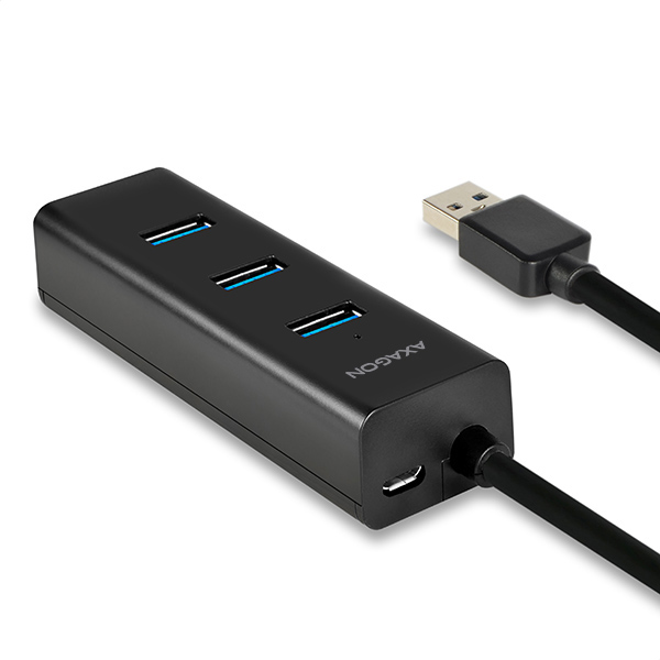 AXAGON HUE-S2BL, 4x USB 3.0 CHARGING húb, micro USB napr. konektor, kábel USB-A 1.2m 