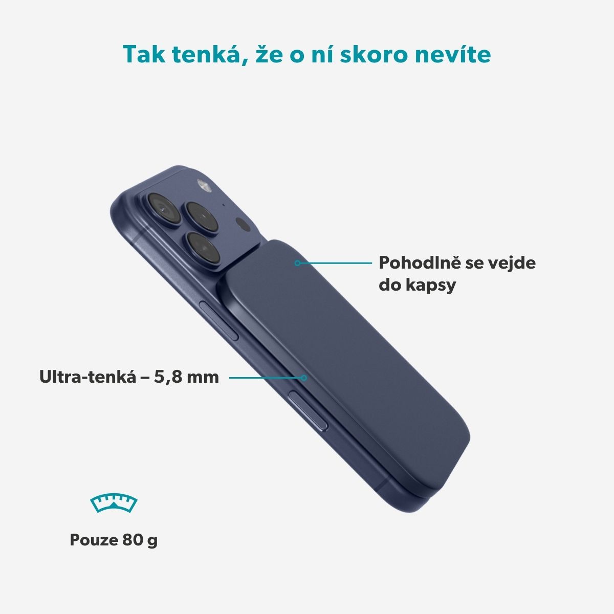 Epico Slim 3000mAh Mag+ powerbanka EM31b - modrá 