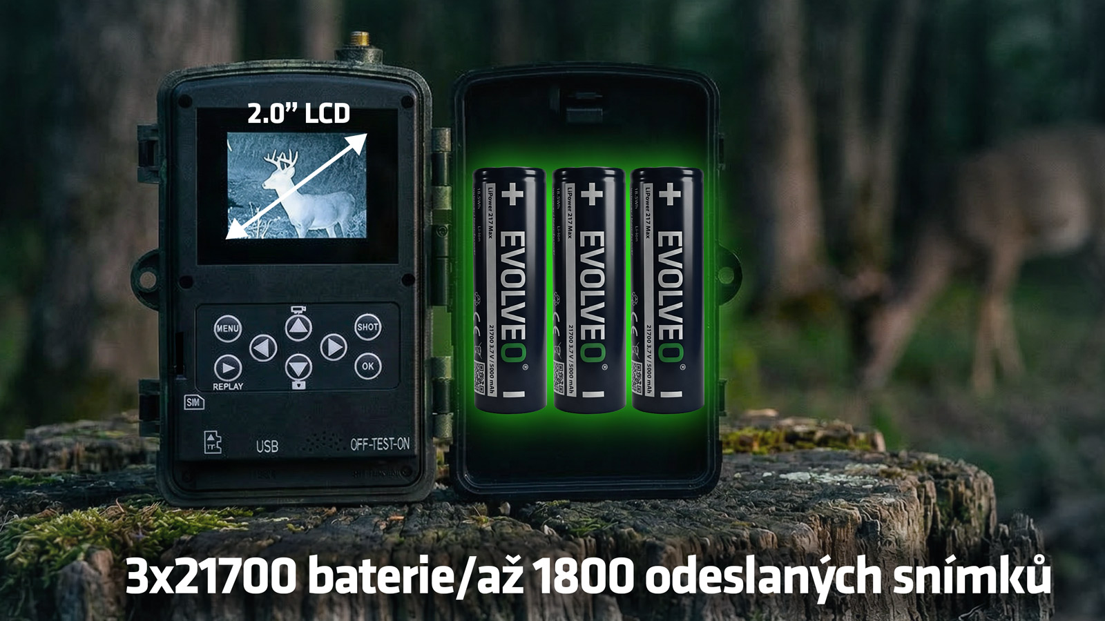 EVOLVEO StrongVision LTE POWER, fotopasca & bezp. kamera, 4G LTE, cloud/ e-mail, 3x21700 batéria 