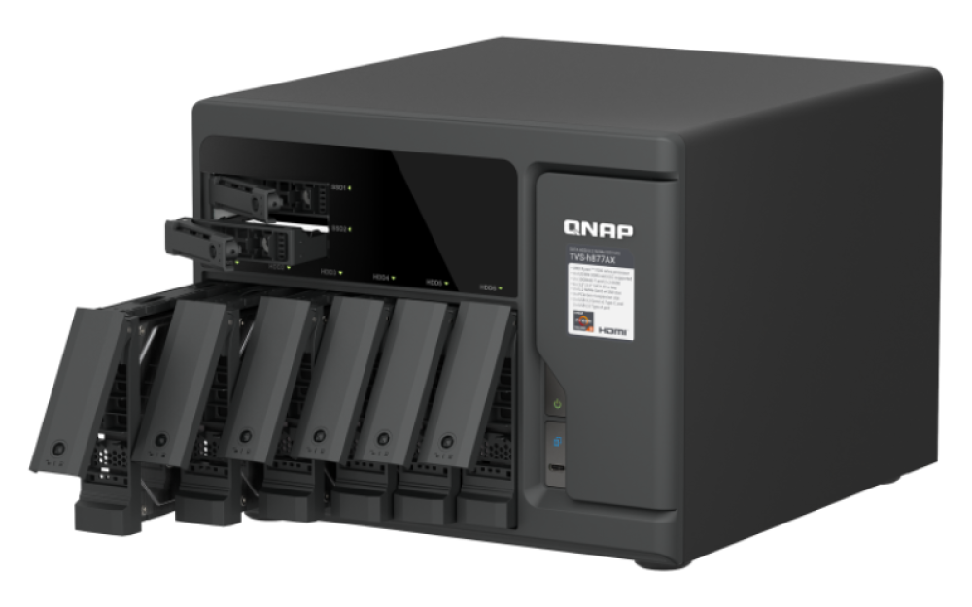 QNAP TVS-h877AX-R5-16G (AMD Ryzen 5, 16GB DDR5 RAM, 6x 3, 5" + 4x 2, 5", 3x PCIe, 2x 2, 5GbE, 2x 10GbE) 