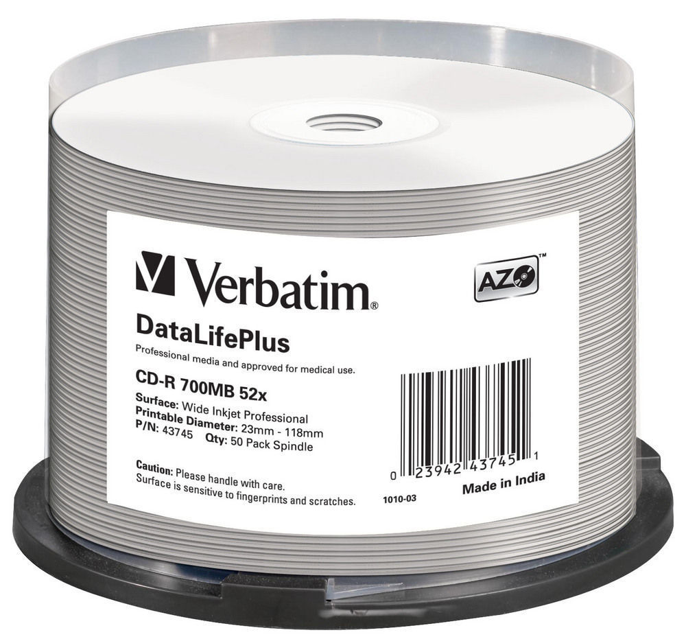 VERBATIM CD-R(50-Pack)Spindle/ Print/ 52x/ 700MB/ NoID