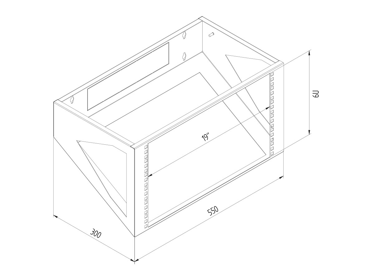 19" nástenný rám 6U/ 300 RAL7035 