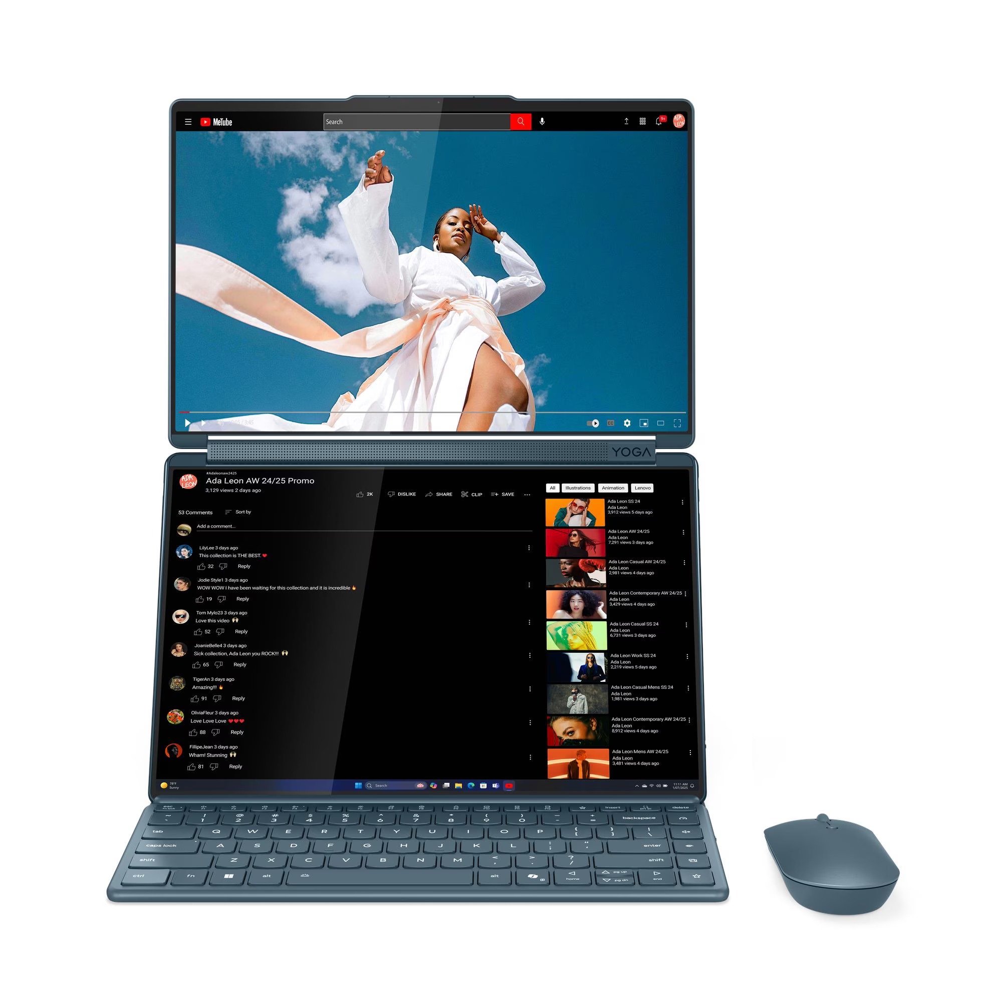 Lenovo Yoga Book 9/ 14IAH10/ U7-255H/ 14"/ 2880x1800/ T/ 32GB/ 1TB/ Intel int/ W11P/ Tidal Teal/ 3R On-Site 