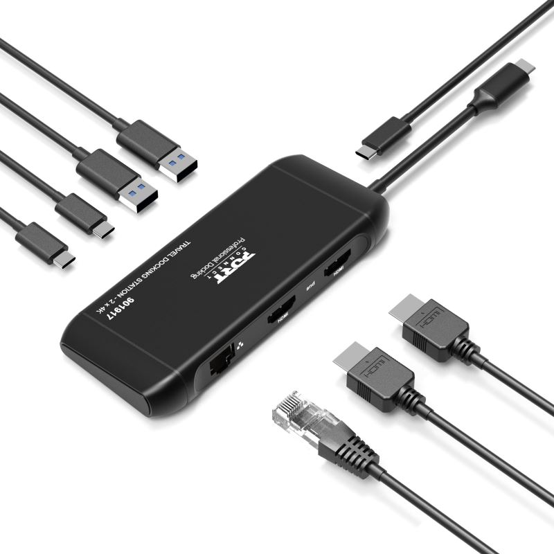 PORT CONNECT Cestovná dokovacia stanica USB-C, 2×4K, 7portov, PD100W 