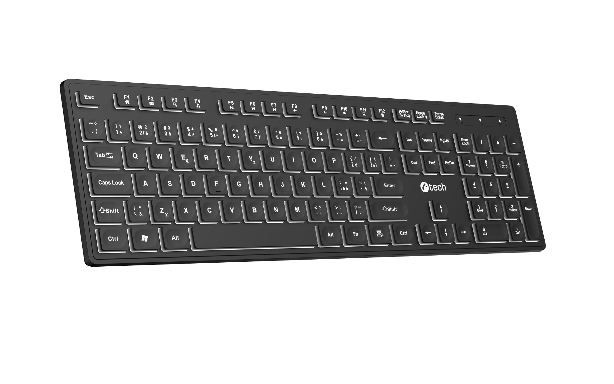 Klávesnica C-TECH KB-201-BL, nízkoprofilová,  