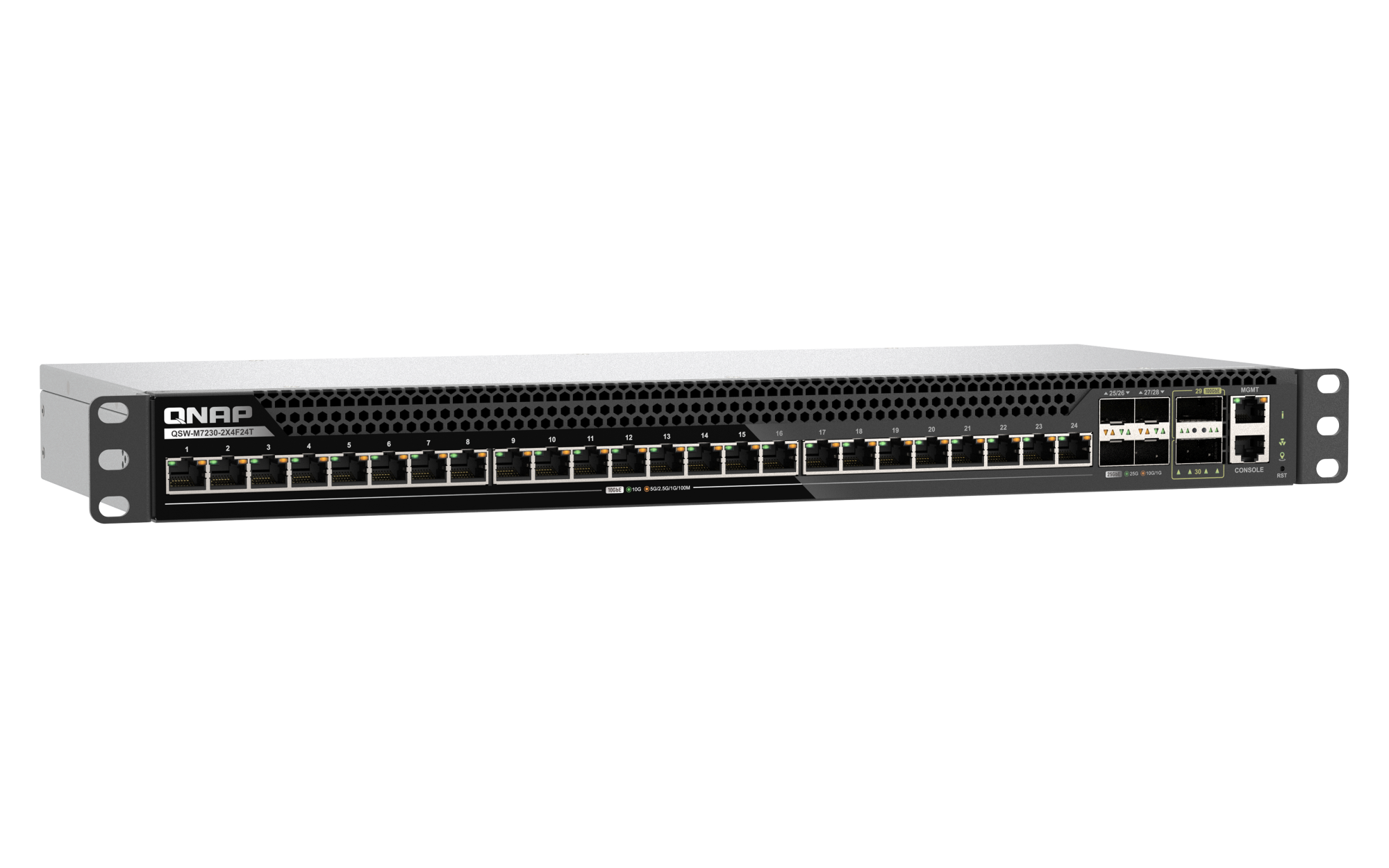 QNAP riadený switch QSW-M7230-2X4F24T (24x 10GbE port, 4x 25Gb port, 2x 100Gb port) 