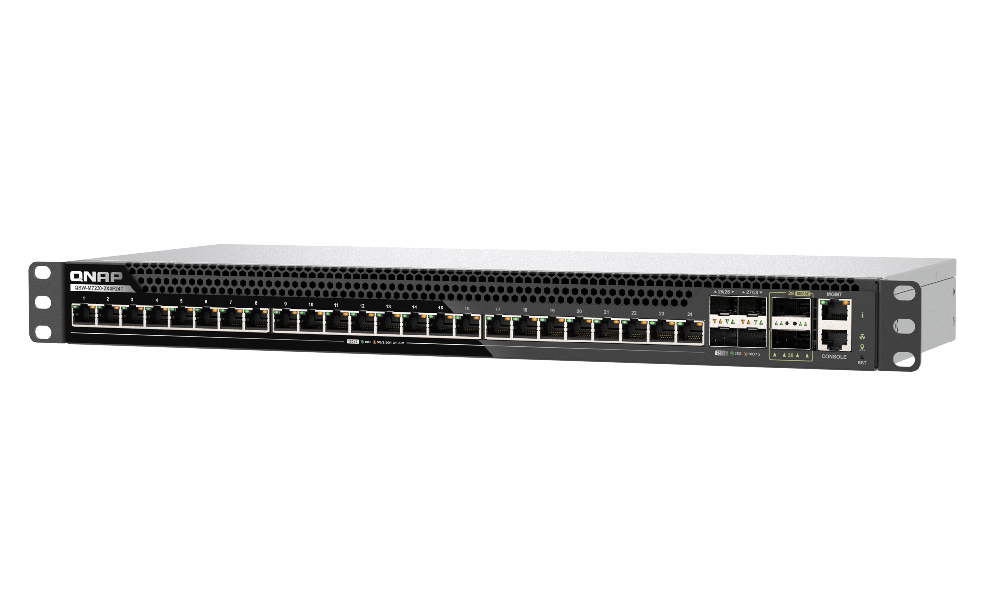 QNAP riadený switch QSW-M7230-2X4F24T (24x 10GbE port, 4x 25Gb port, 2x 100Gb port) 