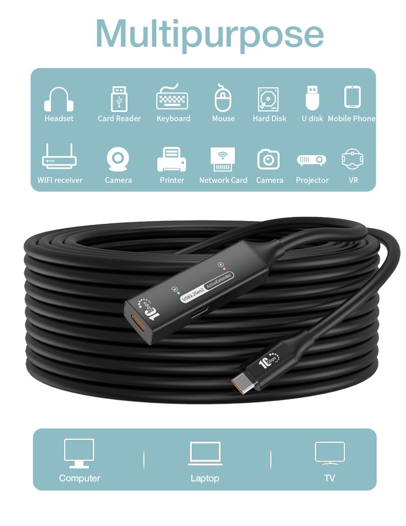 PremiumCord USB-C repeater + kábel USB-C, 7m 