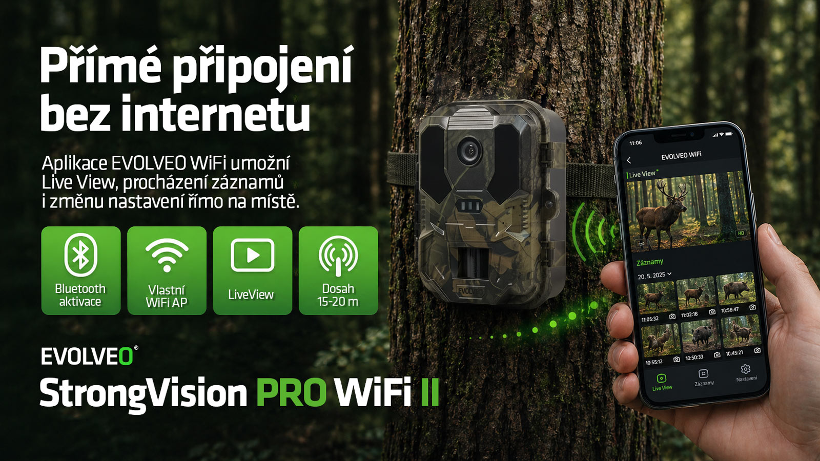 EVOLVEO StrongVision PRO WiFi II, fotopasca & bezpečnostná kamera, 10.000mAh 