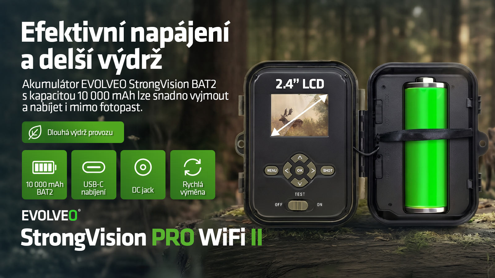 EVOLVEO StrongVision PRO WiFi II, fotopasca & bezpečnostná kamera, 10.000mAh 