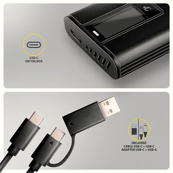 AXAGON EEM2-SD2B, USB-C 10Gbps externý box s displejom pre M.2 NVMe/ SATA SSD, bezskrutkový, čierny 
