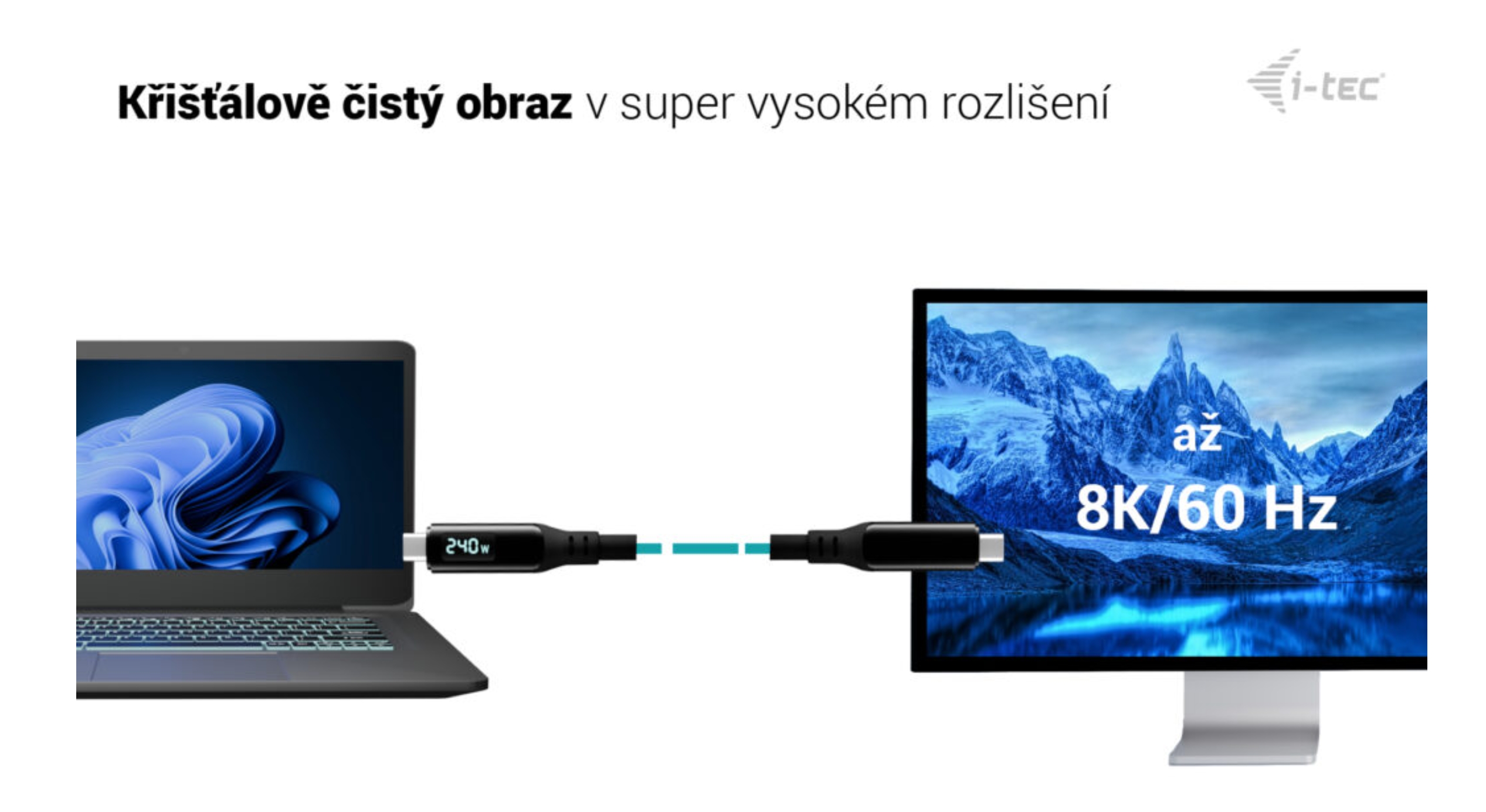 i-tec Thunderbolt 4/ USB4 Class Pro Cable 240W s LCD (40Gbps, 150cm) 