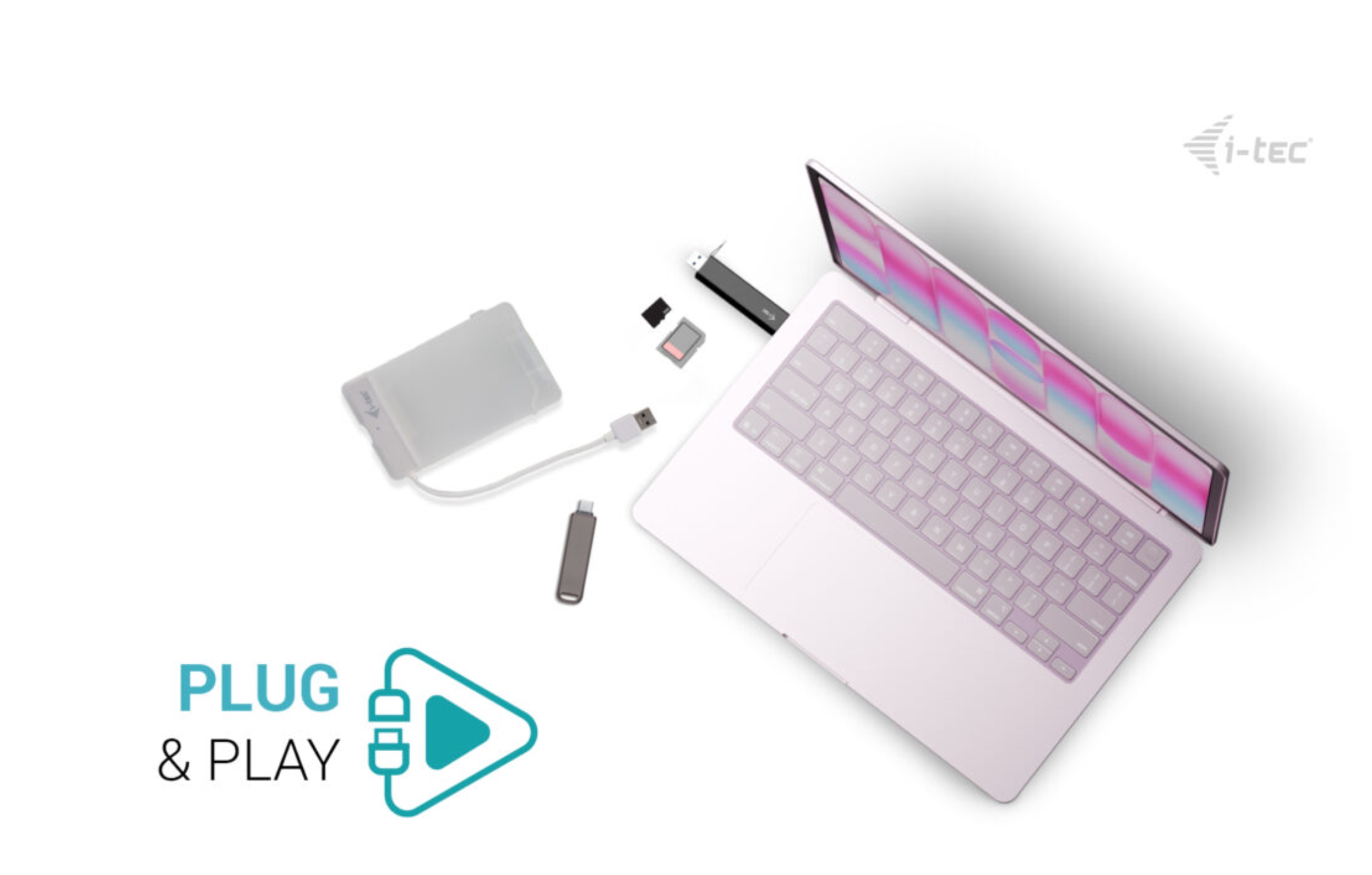 i-tec USB-C/ USB-A Dongle SD/ microSD karta reader + 2x USB port (1x USB-A, 1x USB-C) 