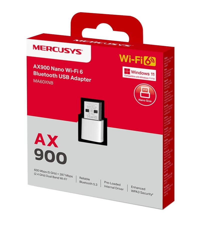 Mercusys MA60XHB AX900 Highgain WiFi6 BT USB adaptér 