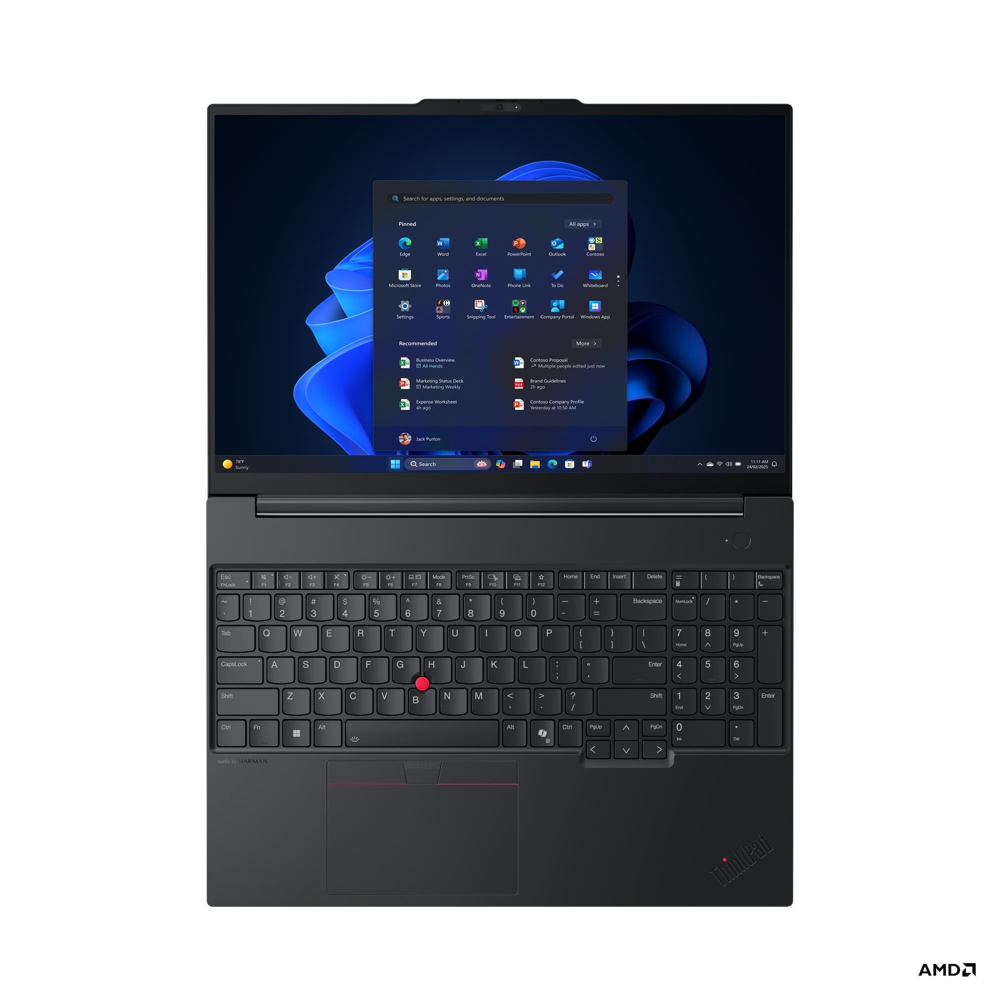 Lenovo ThinkPad E/ ThinkPad E16 Gen 4/ AMD Ryzen™ AI 7 345/ 16"/ WUXGA/ 32GB/ 512GB/ AMD int/ W10P/ Black/ 3R 