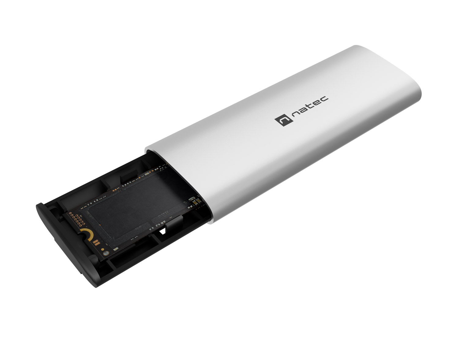Externý box pre SSD Natec RHINO M.2 NVME LITE USB-C 3.2 GEN 2, hliníkové telo, ARCTIC SILVER 