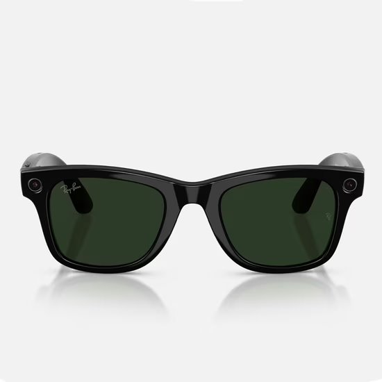 Meta Ray-Ban Gen2 Wayfarer, Shiny Black, Green transitions 
