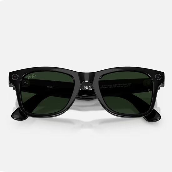Meta Ray-Ban Gen2 Wayfarer, Shiny Black, Green transitions 