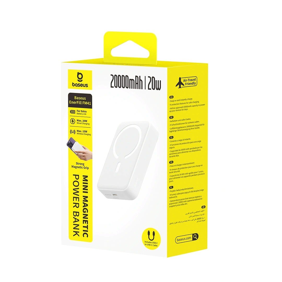 Baseus EnerFill FM41 Ultra Mini 20W Magnetická Powerbanka 20000mAh White 