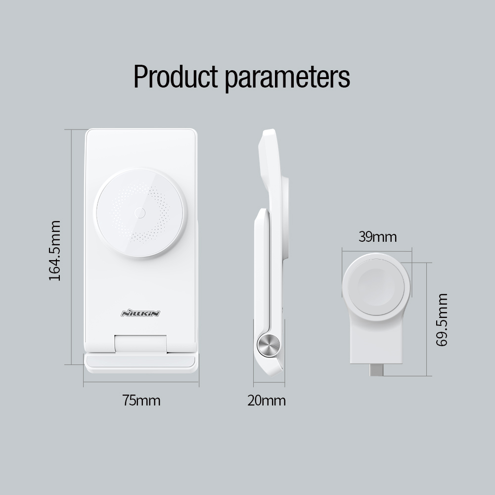 Nillkin PowerTrio 3v1 Bezdrôtová Nabíjačka MagSafe pre Apple Watch White (MFI) 