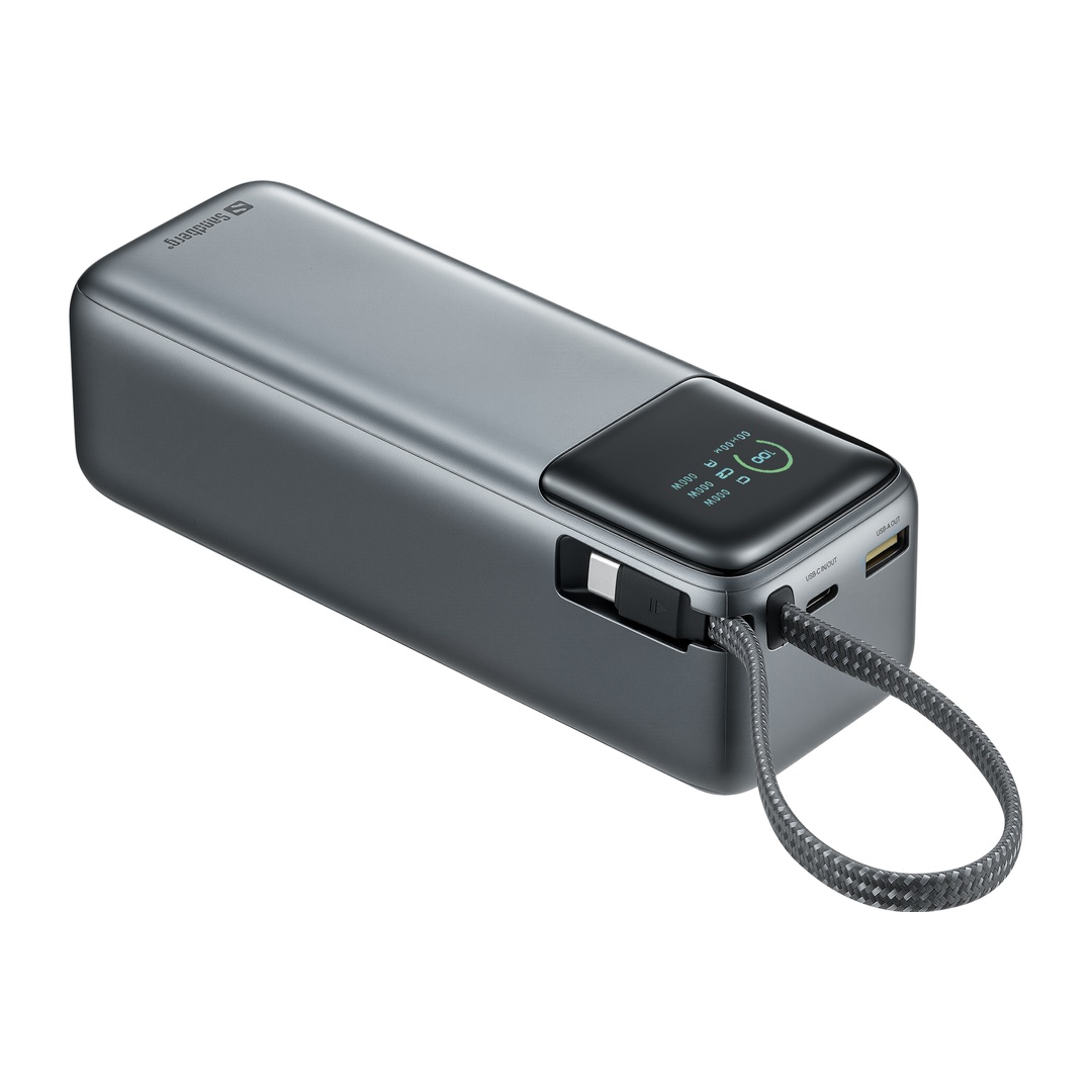 Sandberg All-in1 Powerbank 27000 mAh PD 240W, powerbanka s USB-C káblom, čierna 