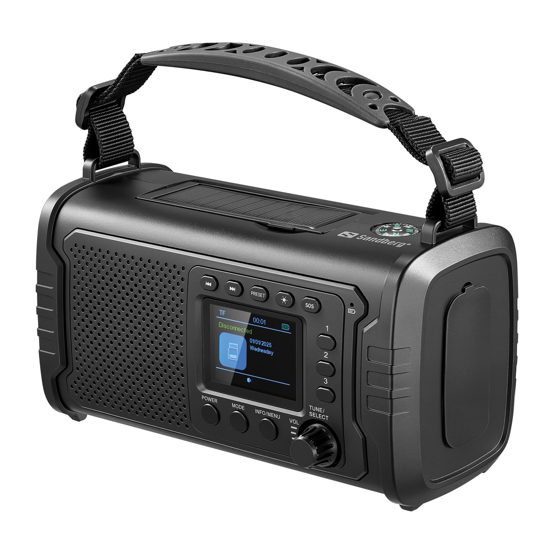 Sandberg Survivor DAB Radio All-in-1 20000 mAh, outdoorové rádio, BT reproduktor, powerbanka, čierna 