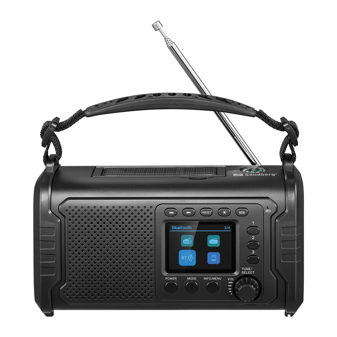 Sandberg Survivor DAB Radio All-in-1 20000 mAh, outdoorové rádio, BT reproduktor, powerbanka, čierna 