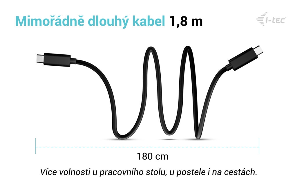 i-tec USB-C PD Charging Cable 1.8m 