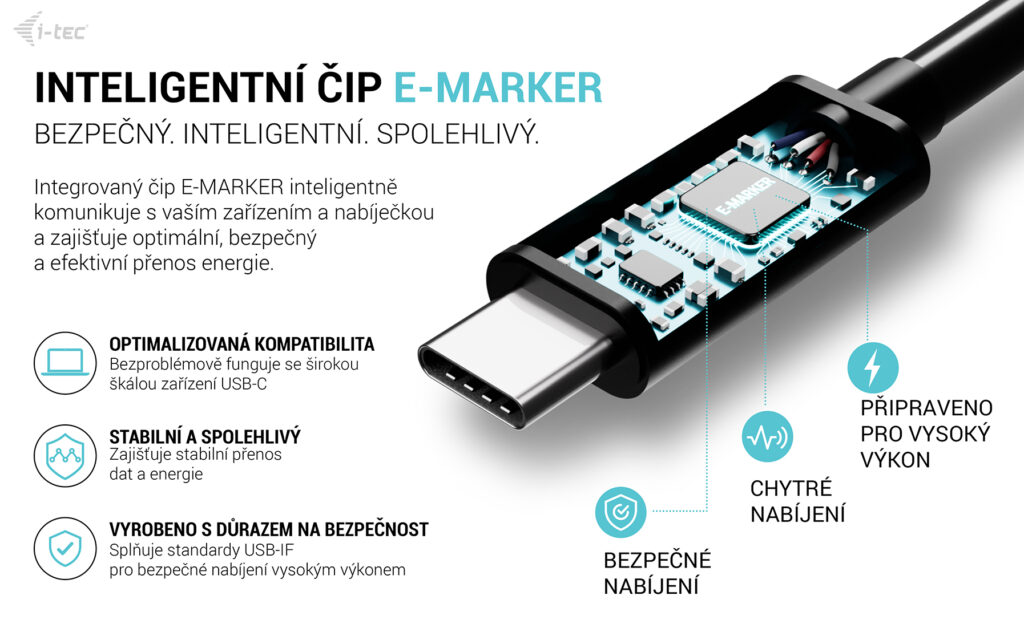 i-tec USB-C PD Charging Cable 1.8m 