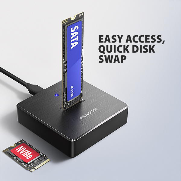AXAGON ADSA-M2C11, USB-C 10Gbps dokovacia stanica pre 1× M.2 NVMe/ SATA SSD 