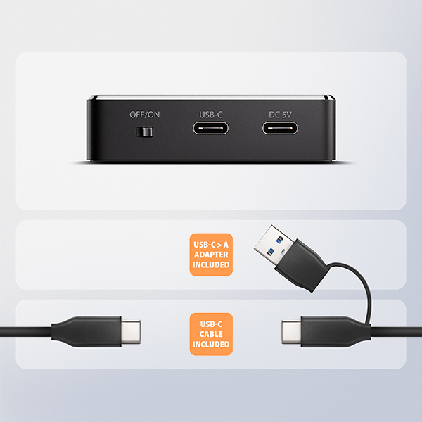 AXAGON ADSA-M2C11, USB-C 10Gbps dokovacia stanica pre 1× M.2 NVMe/ SATA SSD 